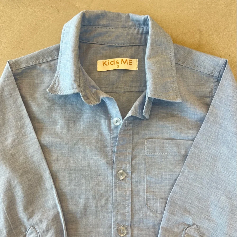 Light Blue Button-Down toddler‎ Kids Shirt 3T
